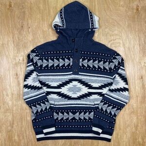 American Eagle Navy and Grey Aztec Hoodie